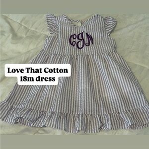 Striped Kids Dress - Purple and White - cJm monogram